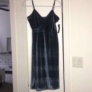 Blue velvet cocktail dress